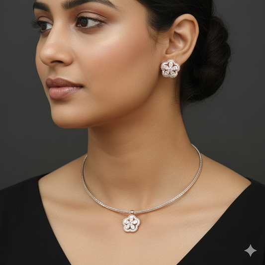 Rose gold floral italian hasli kanti 92.5 silver