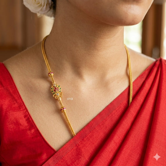 92.5 silver gold plated thamarai mugappu chain 005