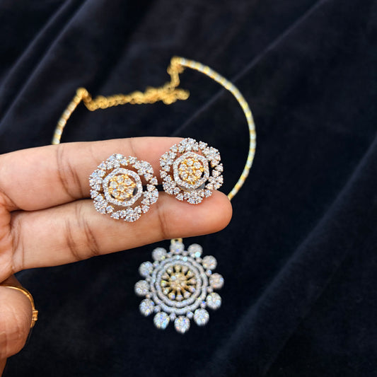 New diamond ad pendant kante with earrings