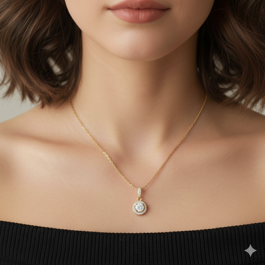 92.5 silver gold plated diamond replica pendant chain 011