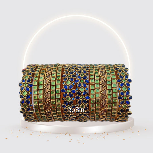 Floral dark blue and green