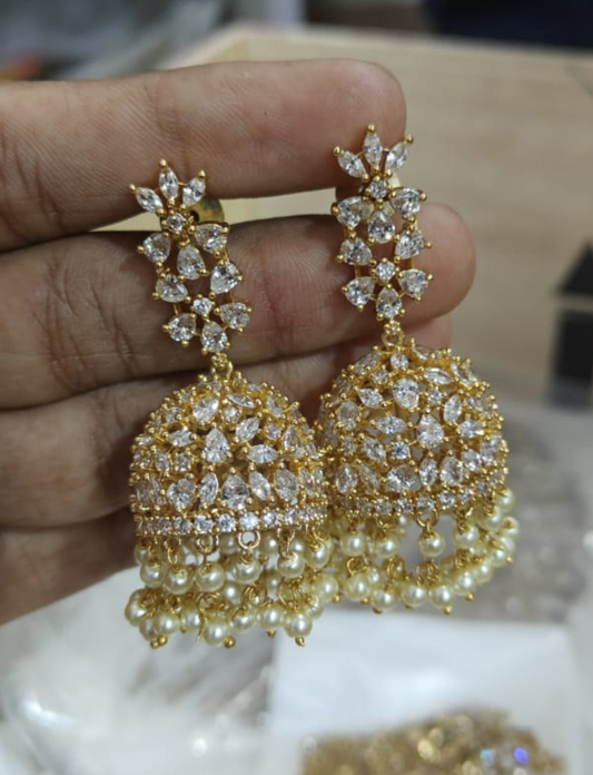 Ad stone full white jhumka