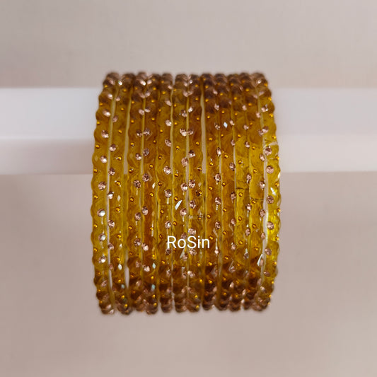 Moon crystal premium glass bangles (1 dozen)