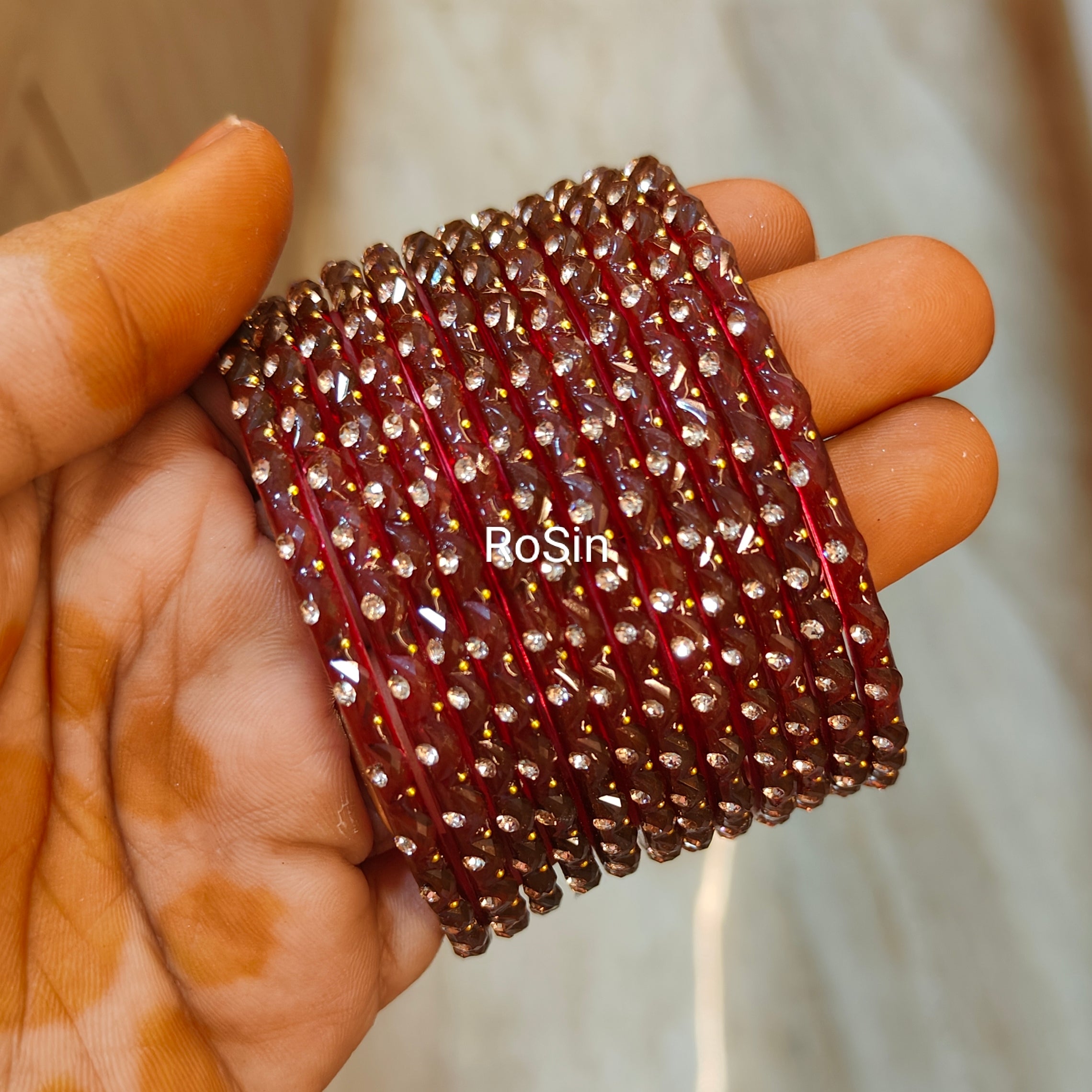 Moon crystal premium glass bangles (1 dozen) – Rosin