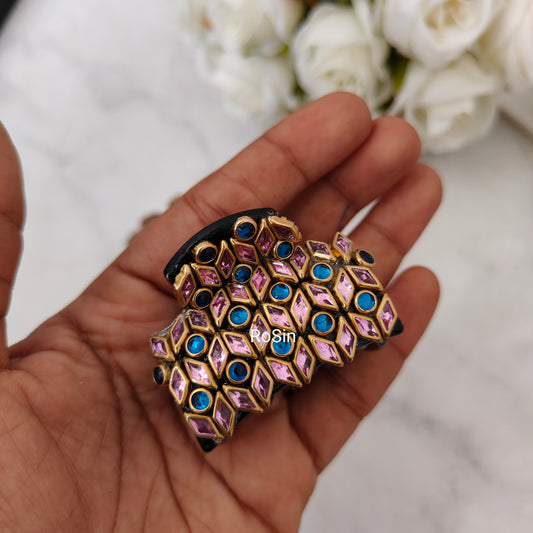 Baby pink and blue clutch