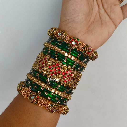 Red and green bridal mixed set