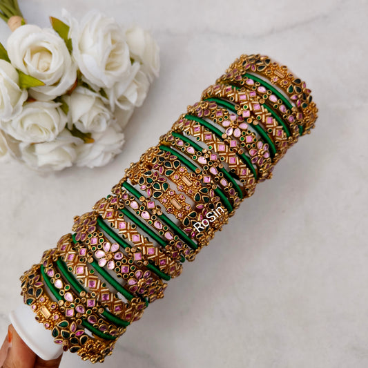 Pink and green bridal set