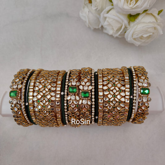 Emerald green and silver bridal set