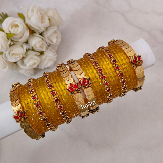 Red and yellow lotus glass mixed set (full set)