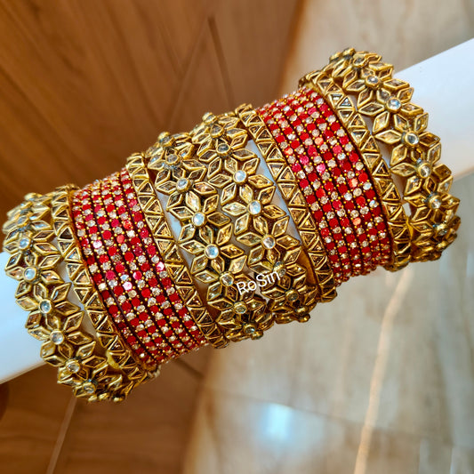 Gold and red glass mixed set(full set)