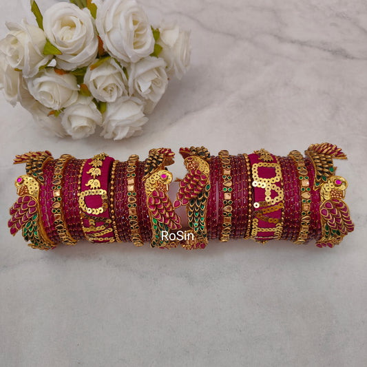 Peacock set with glass bangles (full set)