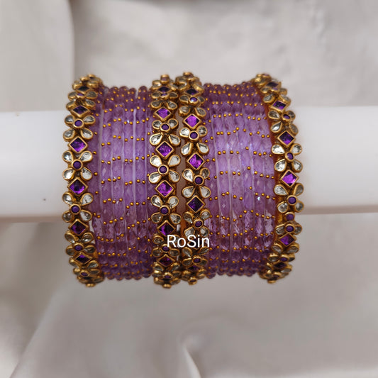Purple set glass mixed (16 bangles)