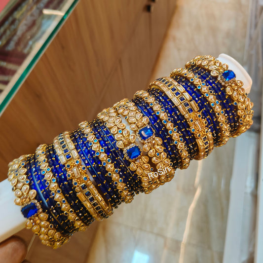 Royal blue glass mixed set