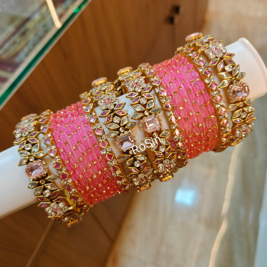 Pastel pink glass mixed set