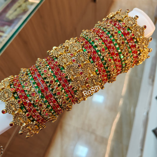 Peacock red and green bridal set