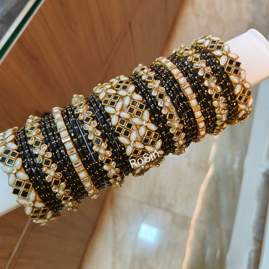 Black and white bridal bangles