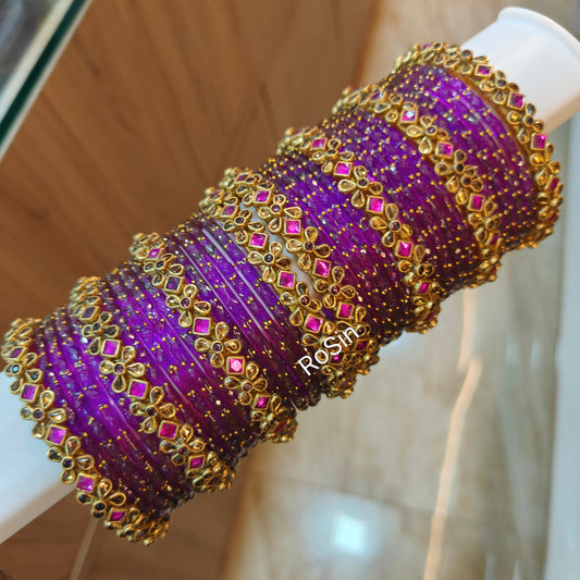 Rani pink and purple glass mixed set