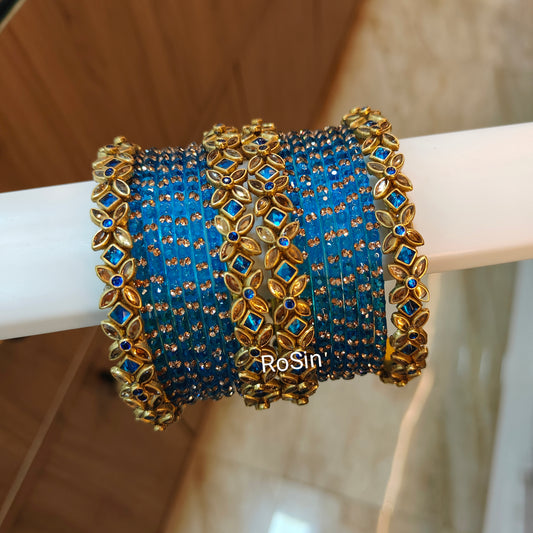 Small glass mixed sets (set of 16 bangles)