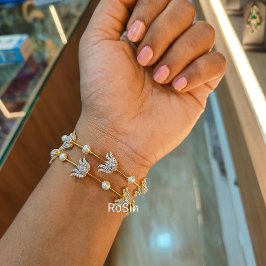 Diamond replica lotus bangles (2 piece)