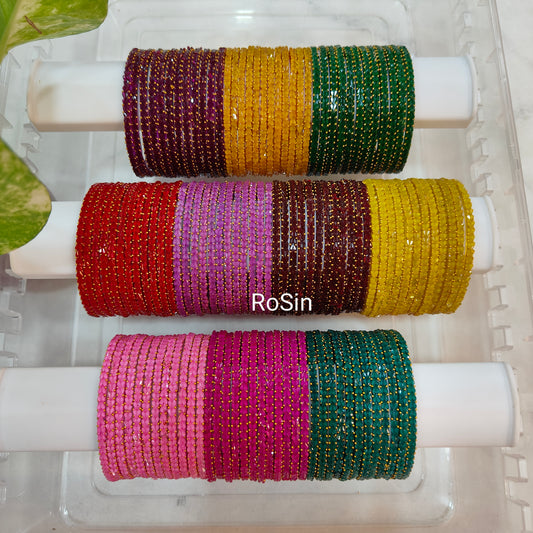 Heartbeat glass bangles (1 dozen)