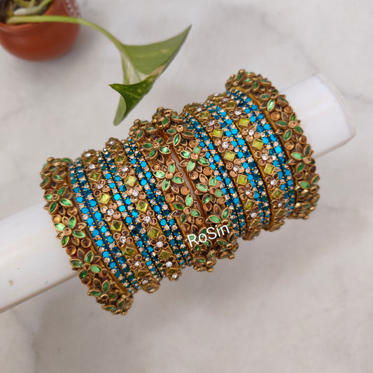 Light green and peacock blue