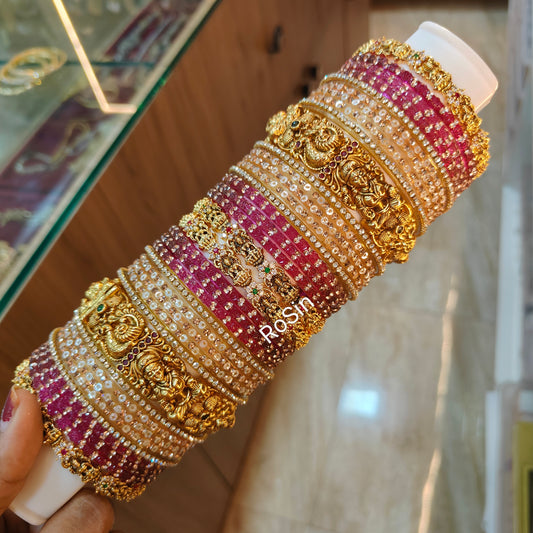 Vivaha gold and wine mixed set of imitation and glass bangles