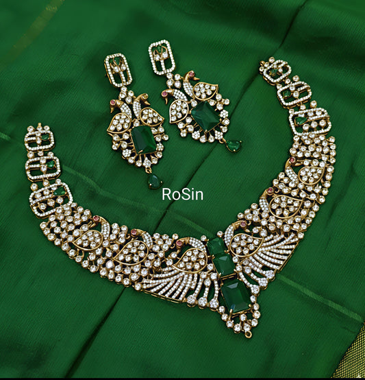 Diamond replica beautiful necklace with earrings