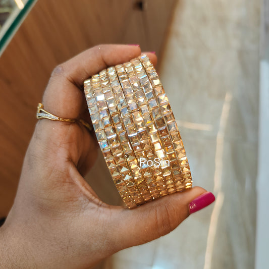 Gold Glossy border bangles (8 piece)