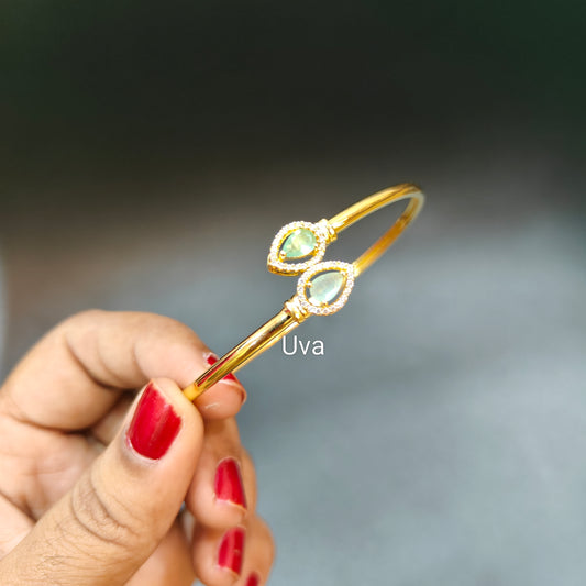 92.5 pure silver gold plated pastel green bracelet