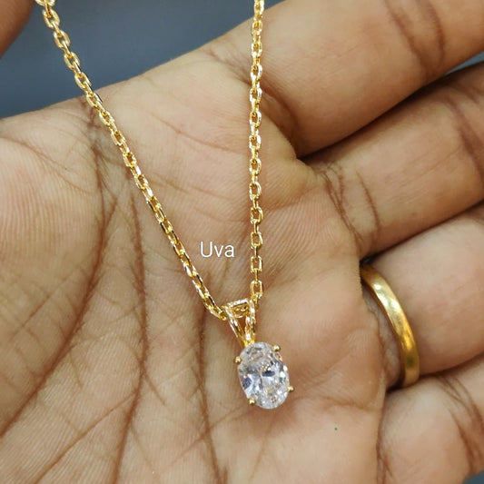 92.5 pure silver gold plated pendant chain white drop 007