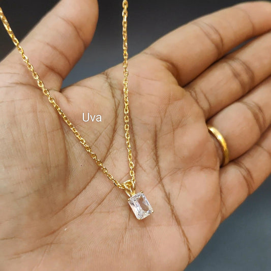 92.5 silver gold plated square pendant white 009