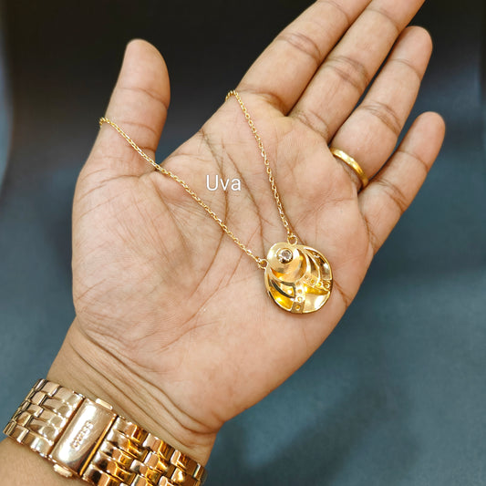 92.5 silver gold plated round pendant chain 010