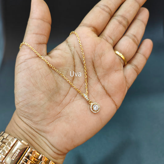 92.5 silver gold plated diamond replica pendant chain 011