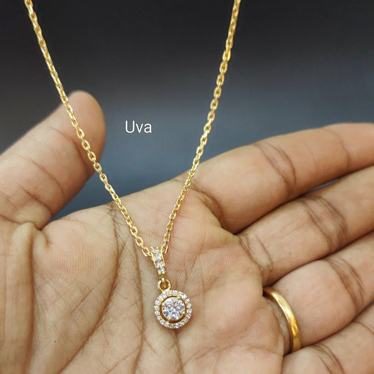 92.5 silver gold plated diamond replica pendant chain 011