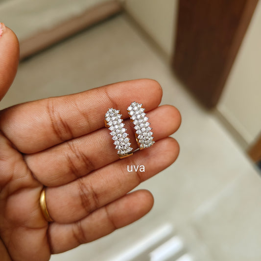 92.5 silver gold plated J type tops diamond replica stud 013