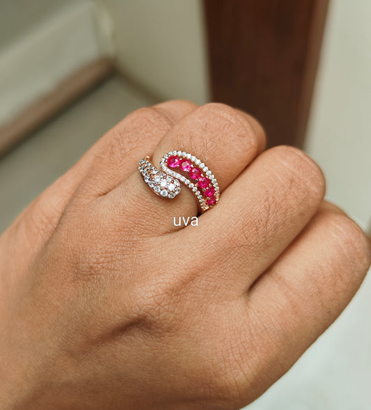 92.5 silver rose gold plated ruby stone ring size 1.9cm