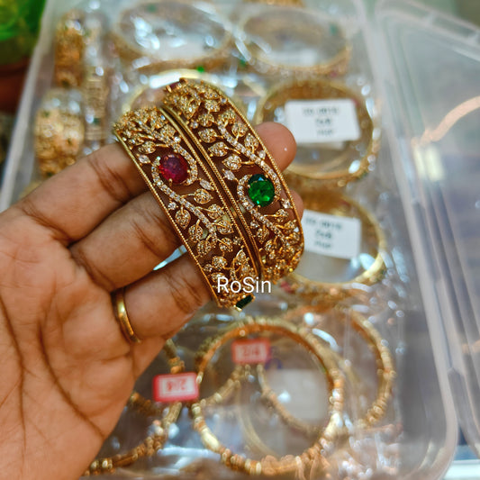 Red and green kodi ikai design diamond replica bangles (2)