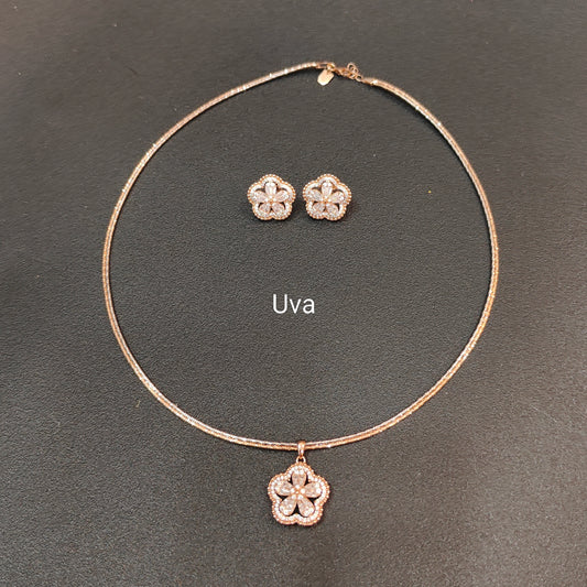 Rose gold floral italian hasli kanti 92.5 silver