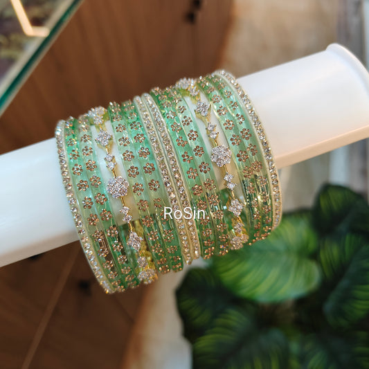 Diamond replica bindu set (14 bangles)