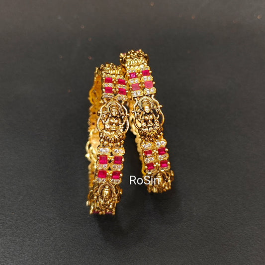 Lakshmi ruby gold replica set(2 bangles)