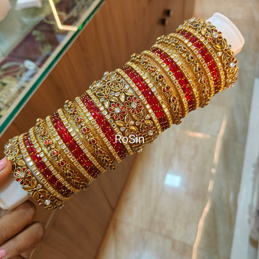 Gold and red floral combo set