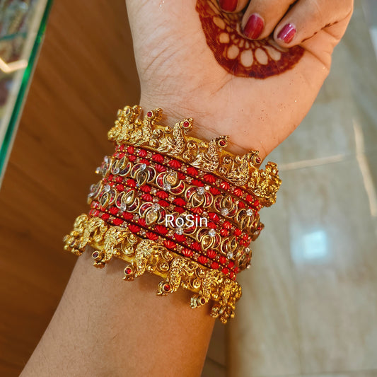 Peacock red and gold bridal set(full set)