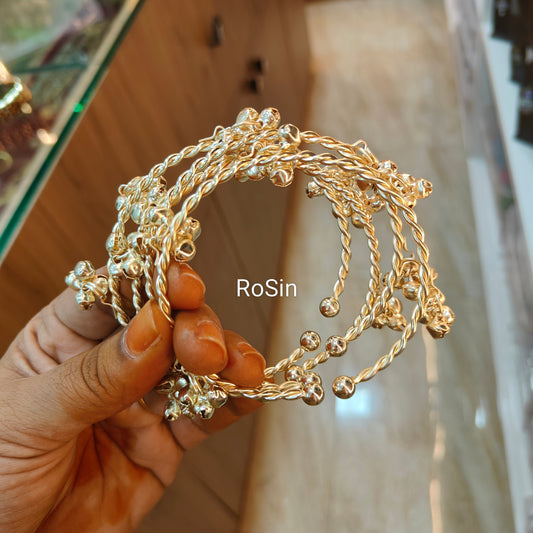 Light gold free size ghungroo bangles (4)