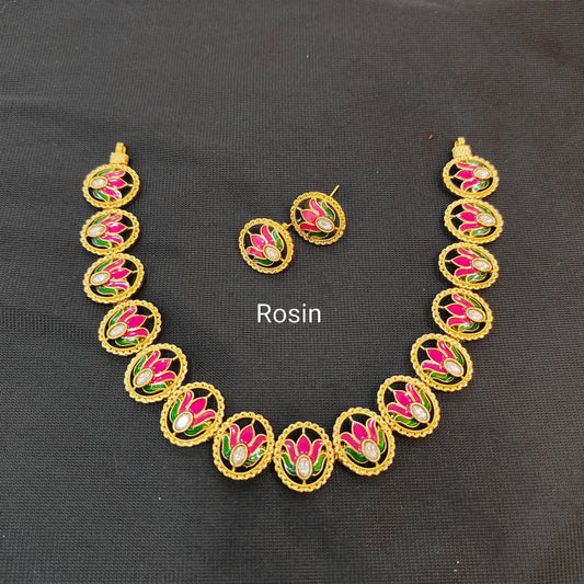 Thamara lotus gold replica necklace