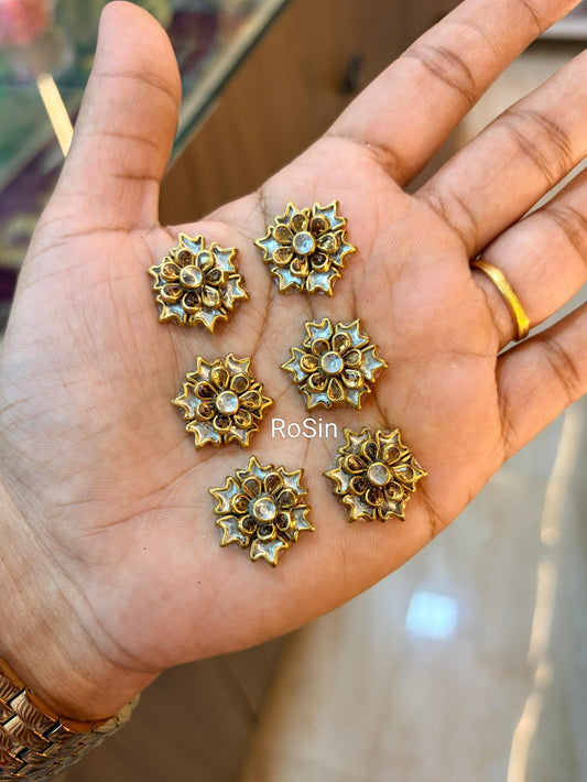 Floral gold and white hair pins(6 piece)