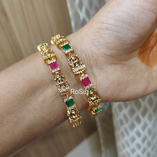 Lakshmi red and green mix stone (2 bangles)