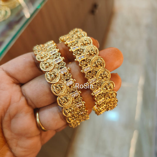 Coin bangles with white stones (2)