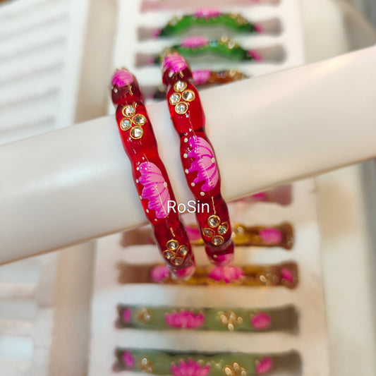 Lotus handpainted crystal kada (2)