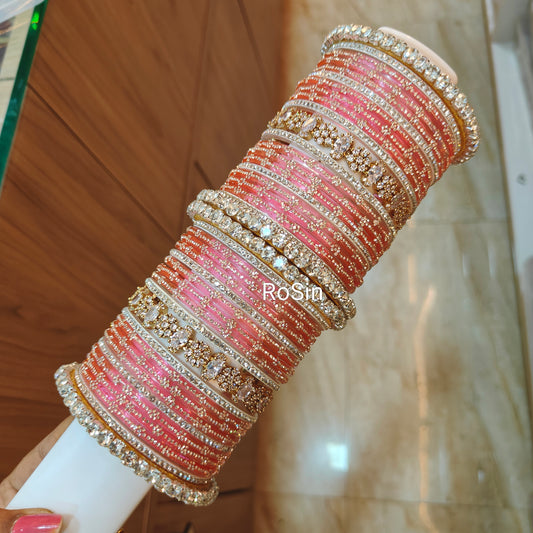 Babypink nakshatra diamond replica bangles