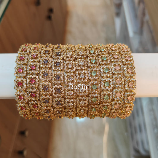 Victorian diamond replica four petal kada (2 bangles)